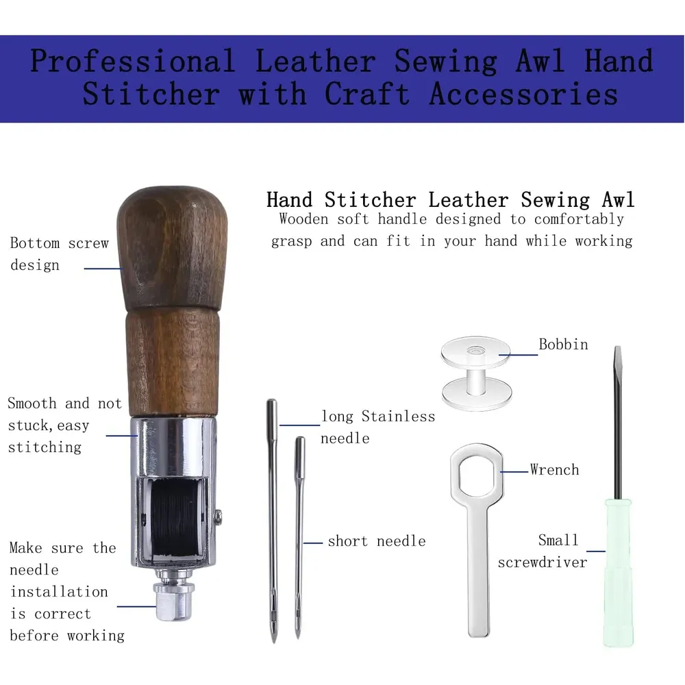 Leder Nähset mit Säumesser und Faden Schnellnähgerät Reparatur