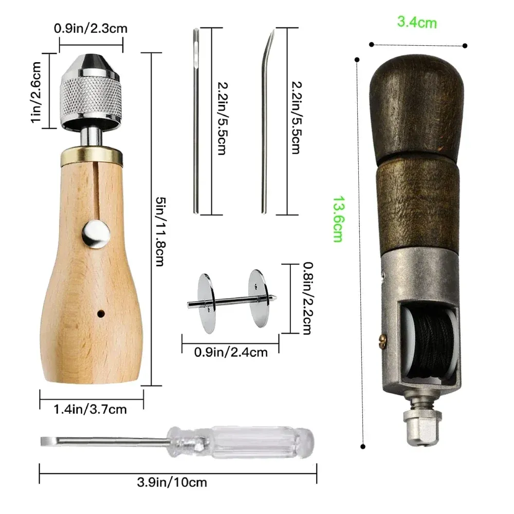 Leder Nähset mit Säumesser und Faden Schnellnähgerät Reparatur