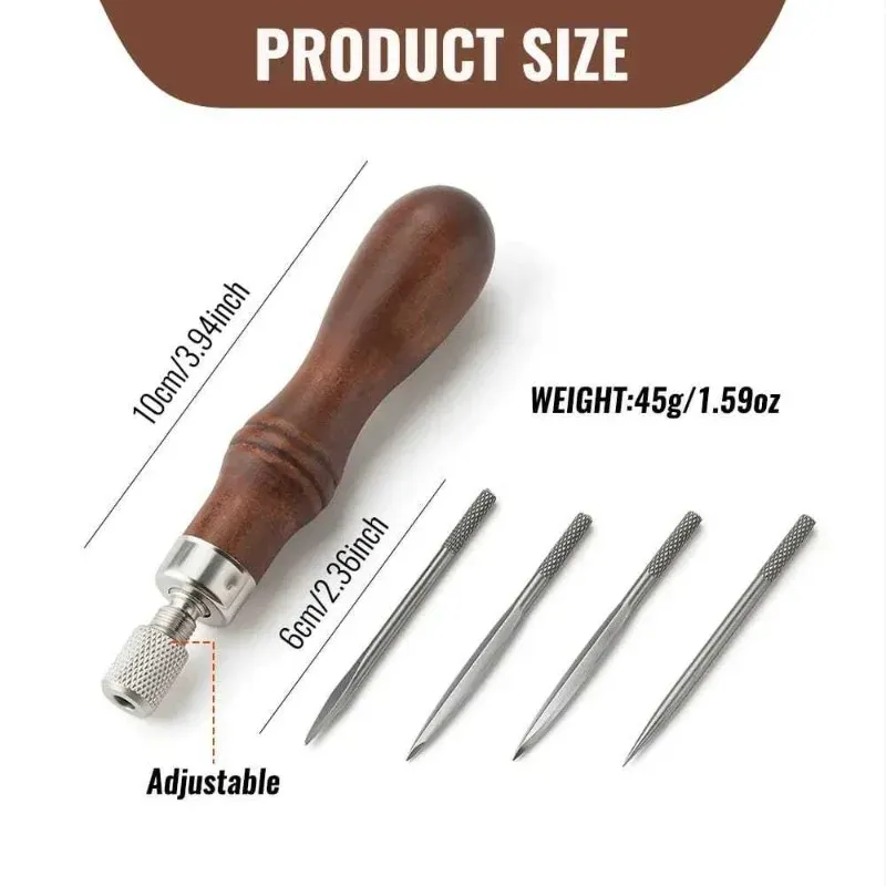 Leder Nähwerkzeugset 4-in-1 mit austauschbaren Klingen