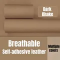 Leder Patch PU atmungsaktiv selbstklebend für Sofa Autositz und Möbel 10 bis 50 cm – Color Dark khaki