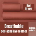 Leder Patch PU atmungsaktiv selbstklebend für Sofa Autositz und Möbel 10 bis 50 cm – Color Red Brown