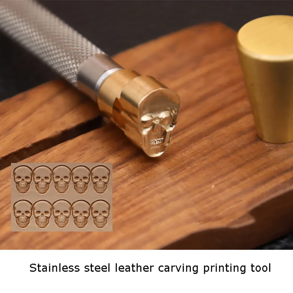 Leder Prägewerkzeug Stahl Schädelstempel 8,5 x 13 mm