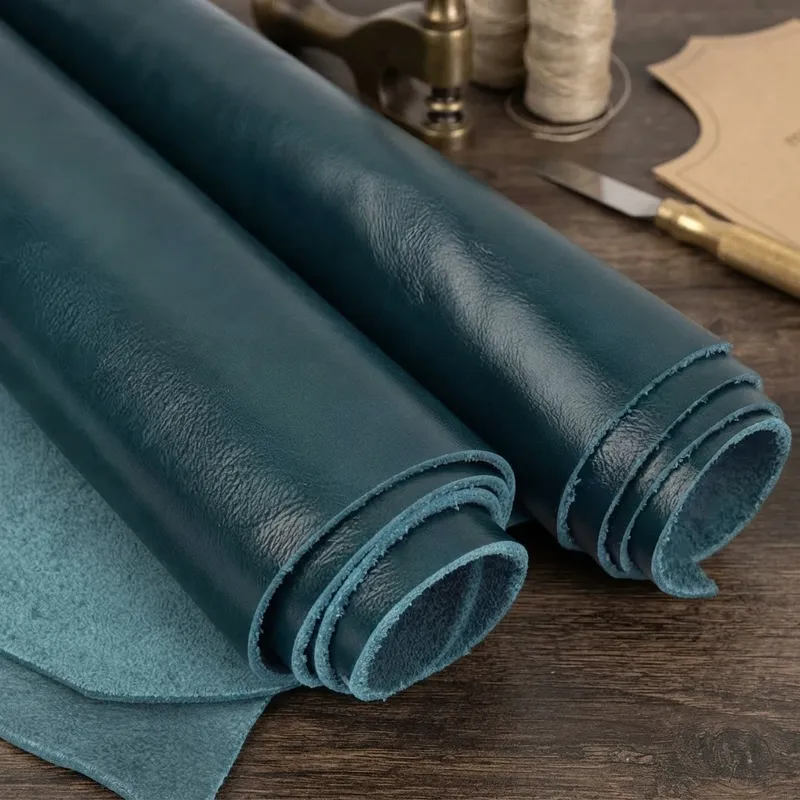 Leder Rindsleder geölt tiefblau für Sofas und DIY