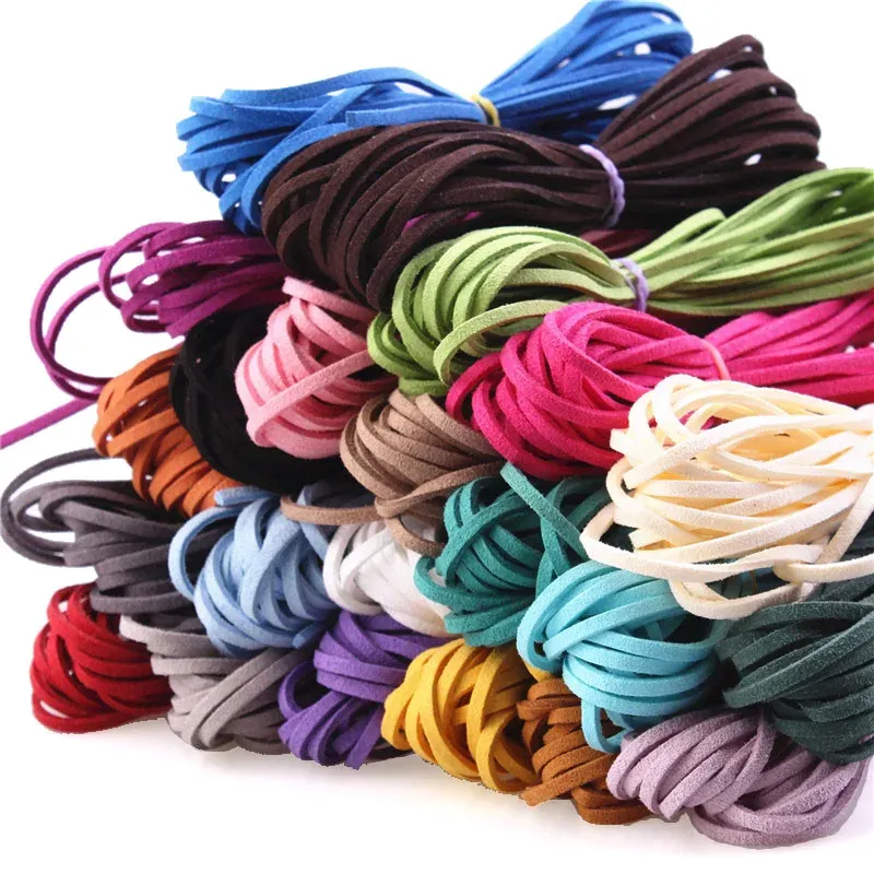 Lederband flach Mikrofaser 3 mm 5 Meter für DIY Perlen