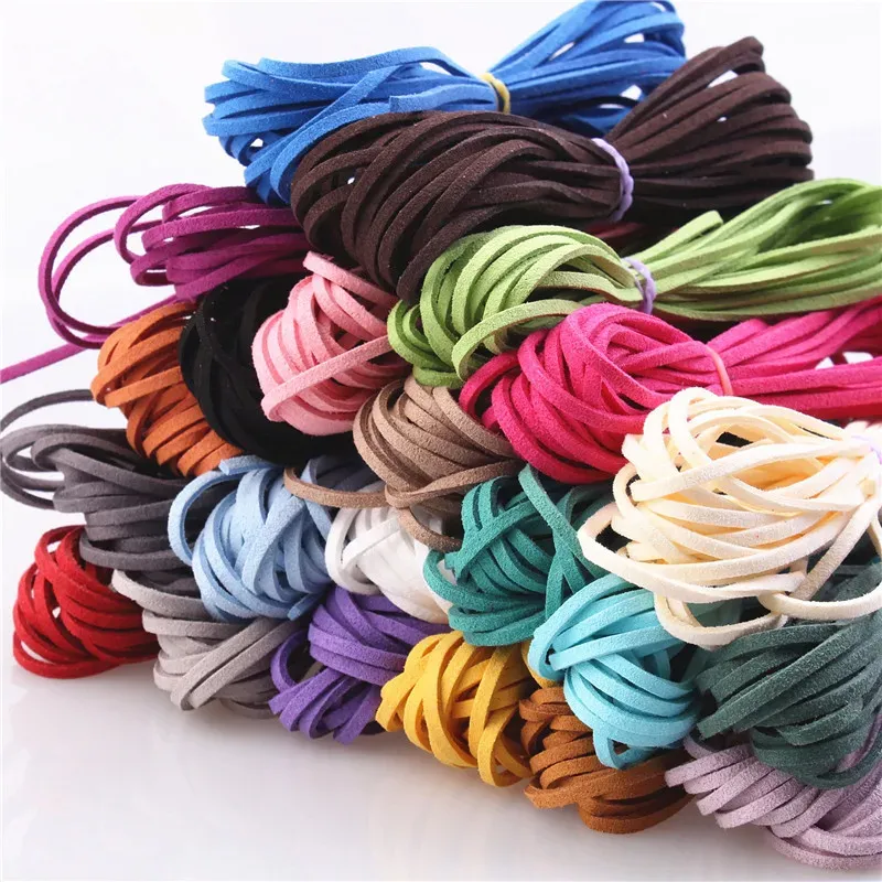 Lederband flach Mikrofaser 3 mm 5 Meter für DIY Perlen