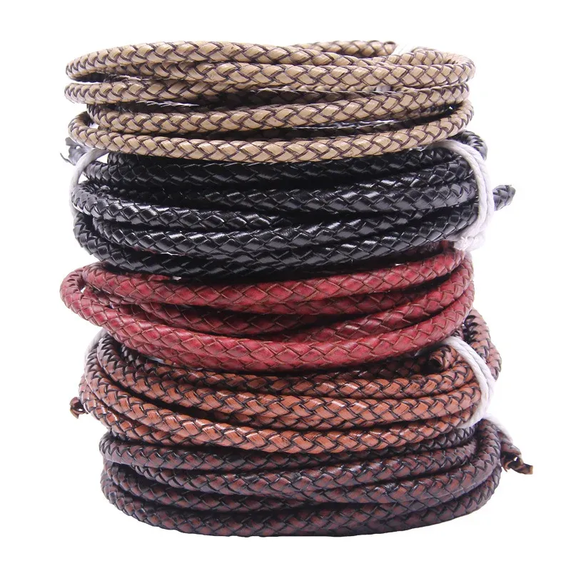 Lederband geflochten 3 bis 5 mm 1 Meter für DIY Armband