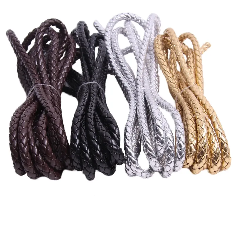 Lederband geflochten 3 bis 6 mm für Schmuck und Basteln