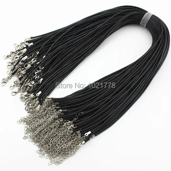 Lederband gewachst 2 mm 45 cm mit Verschluss für Schmuck