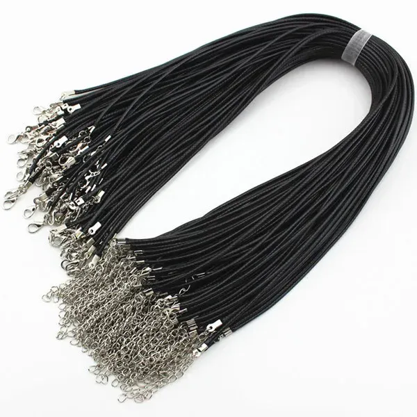 Lederband gewachst 2 mm 45 cm mit Verschluss für Schmuck