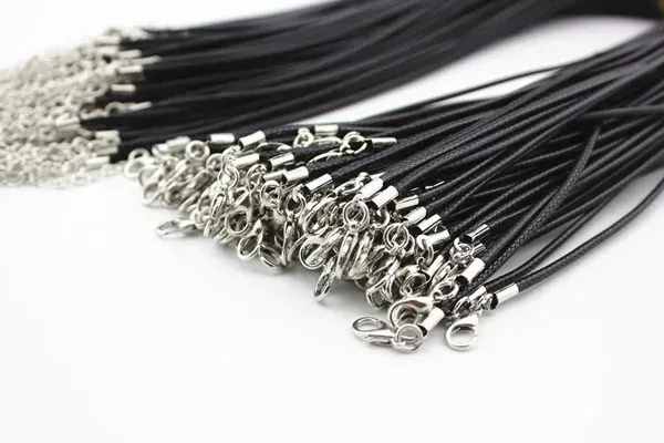 Lederband gewachst 2 mm 45 cm mit Verschluss für Schmuck