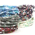 Lederband rund 2 Meter 6 mm PU für Halskette Armband – Farbe HPU011  8mix  25CM