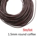 Lederband rund flach 1 bis 8 mm 2 bis 5 Meter für DIY Schmuck – Farbe 1.5mm round 5meters