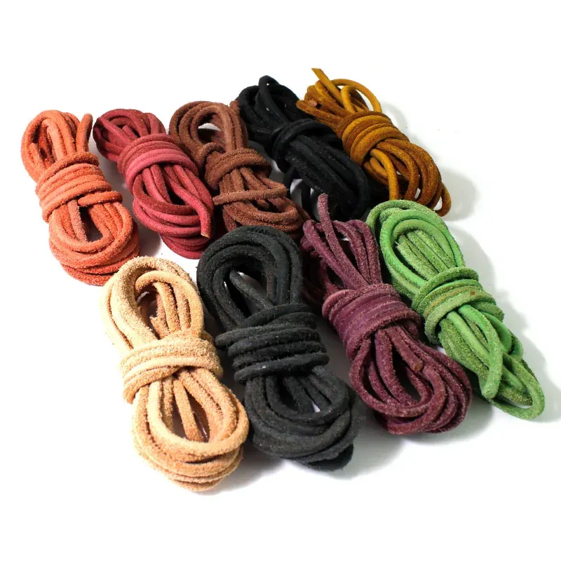 Lederband Wildleder Rindsleder rund 3 mm 2 Meter für DIY Armband