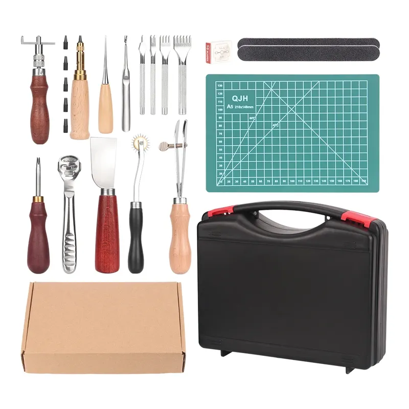 Lederbearbeitungswerkzeug-Set 12-teilig mit Tasche