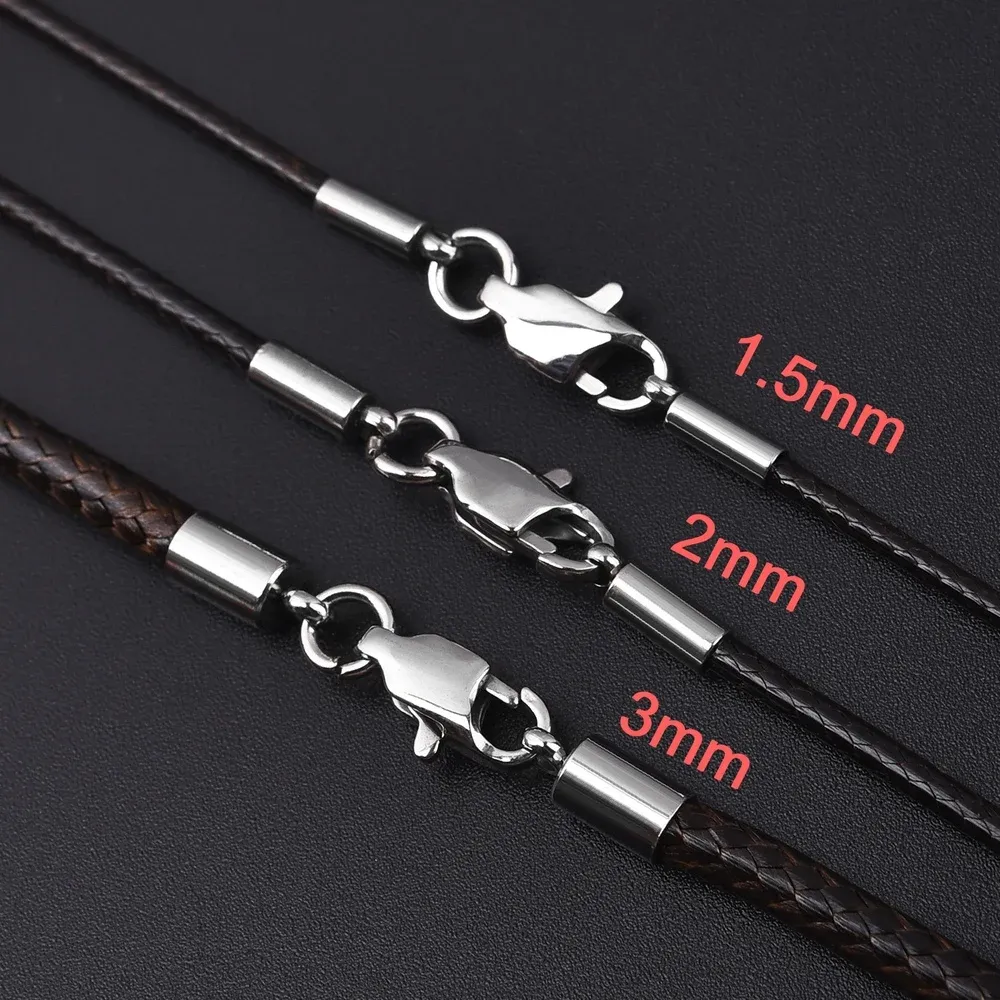 Lederhalskette rund 1,5 bis 3 mm mit Edelstahlverschluss