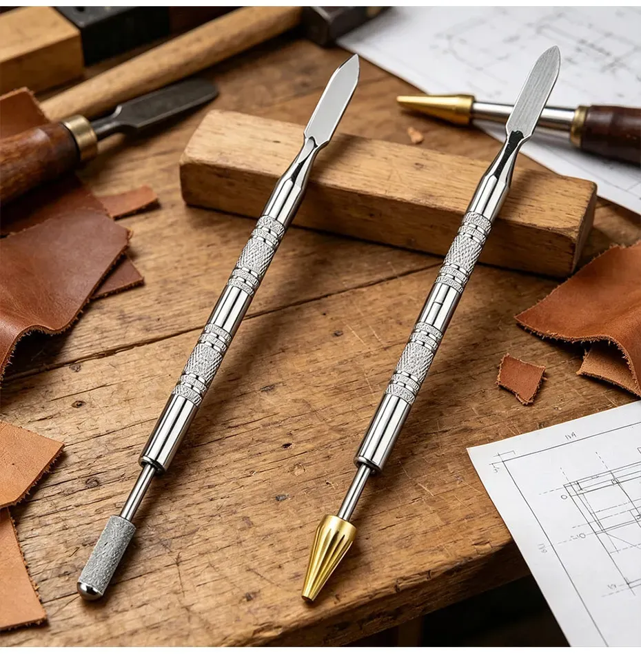 Lederkanten Ölfarbstift Applikator mit Doppel-Messingkopf