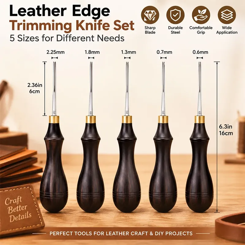 Lederkantenbearbeitungs-Messerset 5-teilig 0,6 bis 2,25 mm