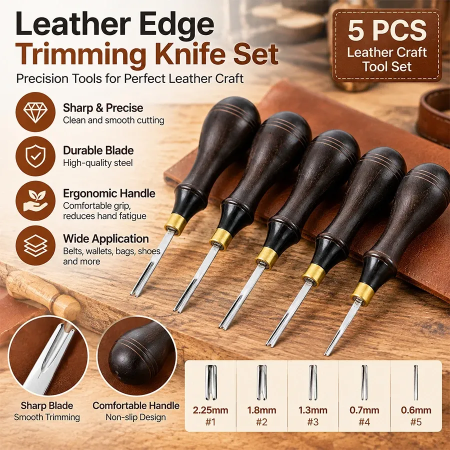 Lederkantenbearbeitungs-Messerset 5-teilig 0,6 bis 2,25 mm