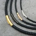 Lederkette geflochten 2 bis 4 mm mit Stahlverschluss – 4