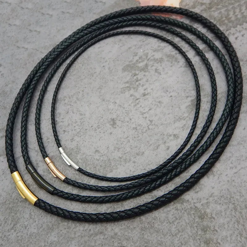 Lederkette geflochten 2 bis 4 mm mit Stahlverschluss