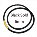 Lederkette geflochten 2 bis 4 mm mit Stahlverschluss – Farbe BlackGold6mm