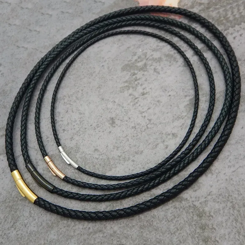 Lederkette geflochten 2 bis 4 mm mit Stahlverschluss