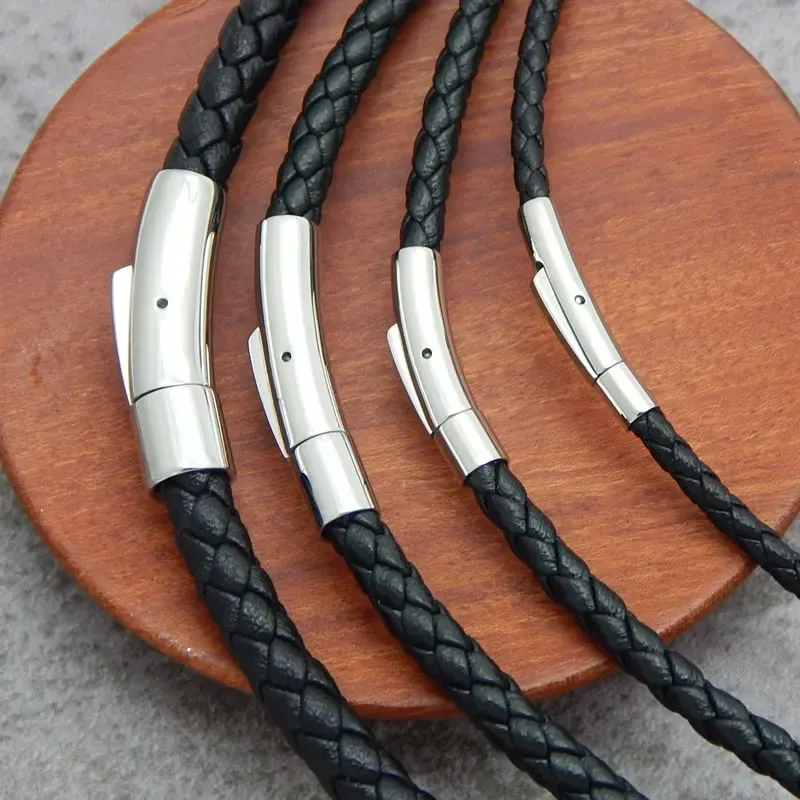 Lederkette geflochten 2 bis 4 mm mit Stahlverschluss