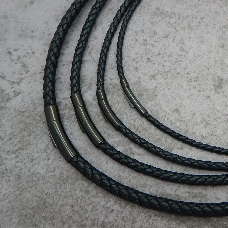 Lederkette geflochten 2 bis 4 mm mit Stahlverschluss