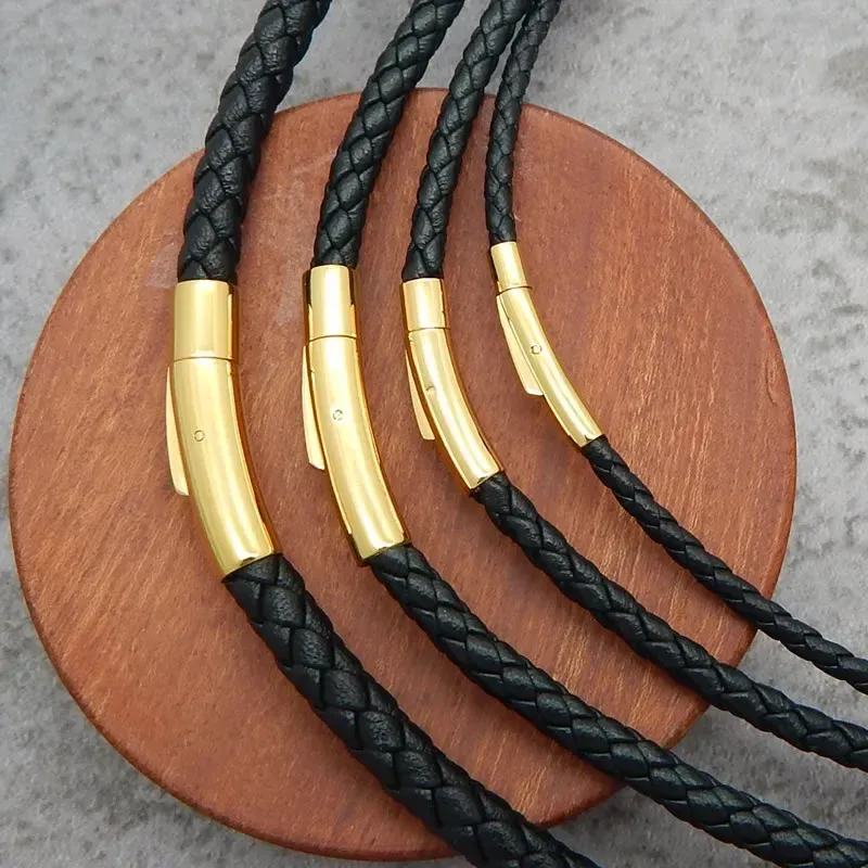 Lederkette geflochten 2 bis 4 mm mit Stahlverschluss
