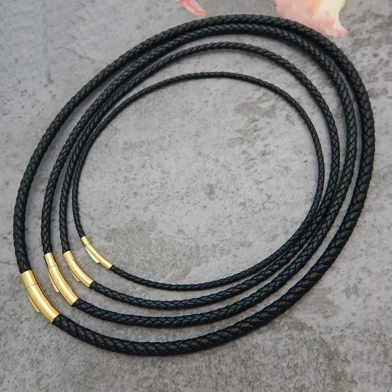 Lederkette geflochten 2 bis 4 mm mit Stahlverschluss