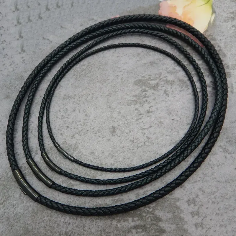 Lederkette geflochten 2 bis 4 mm mit Stahlverschluss