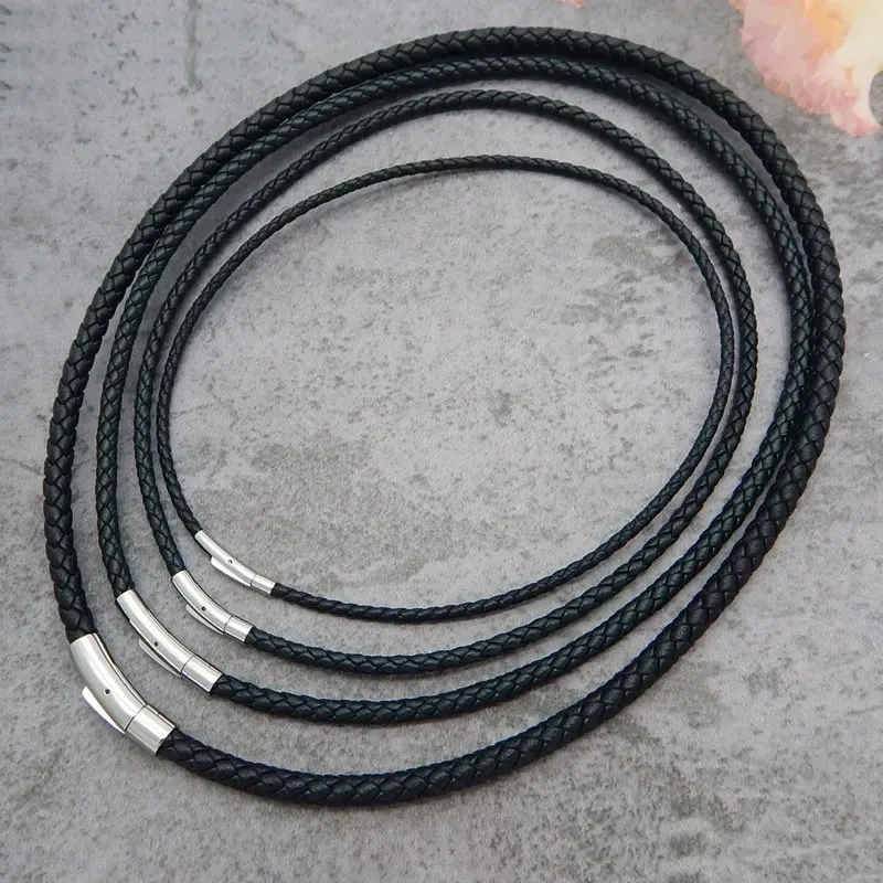 Lederkette geflochten 2 bis 4 mm mit Stahlverschluss