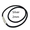 Lederkette geflochten 2 bis 4 mm mit Stahlverschluss – Farbe Silver2mm