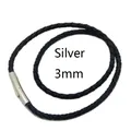 Lederkette geflochten 2 bis 4 mm mit Stahlverschluss – Farbe Silver3mm