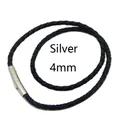 Lederkette geflochten 2 bis 4 mm mit Stahlverschluss – Farbe Silver4mm