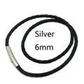 Lederkette geflochten 2 bis 4 mm mit Stahlverschluss – Farbe Silver6mm