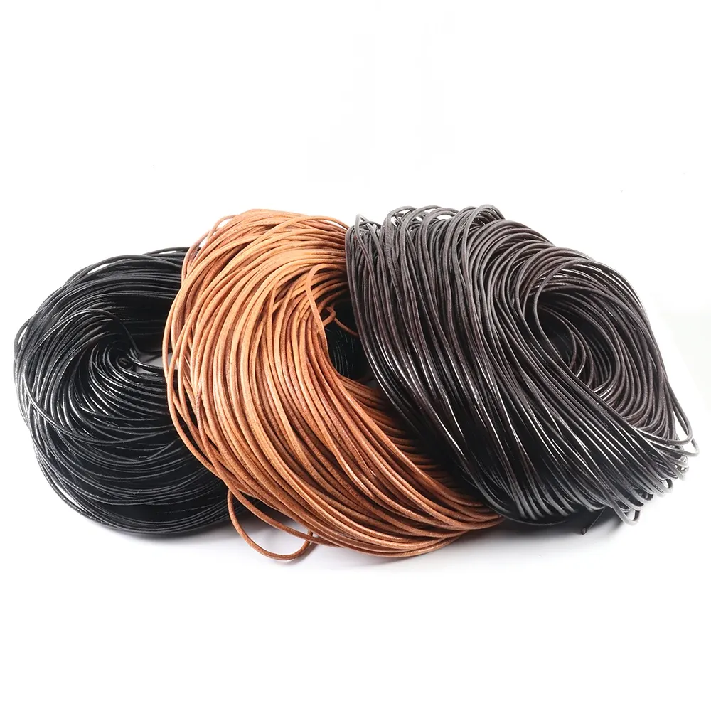 Lederkordel rund 1 bis 4 mm in 3 Farben