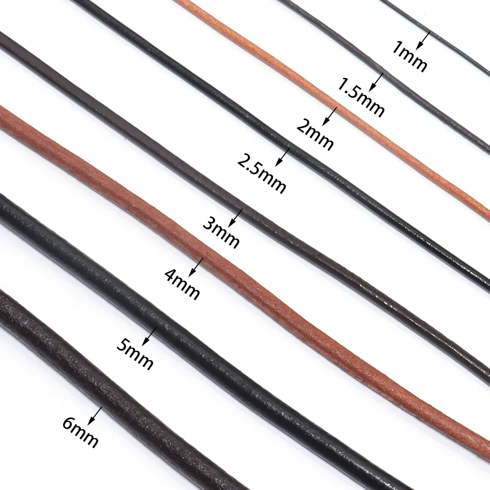 Lederkordel rund 1 bis 4 mm in 3 Farben
