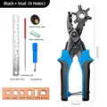 Lederlocher Zangen-Set für Gürtel und Hundehalsbänder – Farbe Black-3 Round 3Oval
