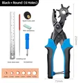 Lederlocher Zangen-Set für Gürtel und Hundehalsbänder – Farbe Black-6 Round Holes