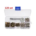 Ledernieten Doppelkappenniete Set mit Lochzange 120 bis 480 Stück – Farbe 120pcs No Pliers
