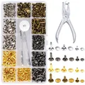 Ledernieten Doppelkappenniete Set mit Lochzange 120 bis 480 Stück – Farbe 240pcs With Pliers
