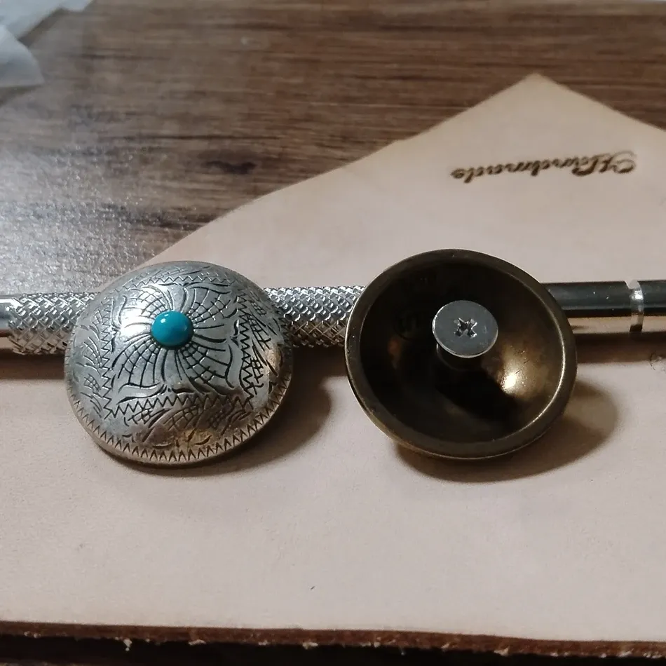 Lederschnalle Dekoration 2 Stück für Lederhandwerk Arabesken Türkis 25 mm
