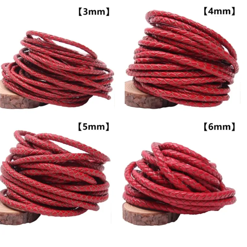 Lederschnur geflochten 3 bis 6 mm 1 Meter für DIY Armband