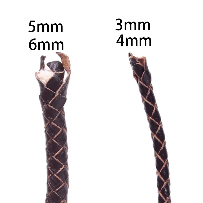 Lederschnur geflochten 3 bis 6 mm 1 Meter für DIY Armband