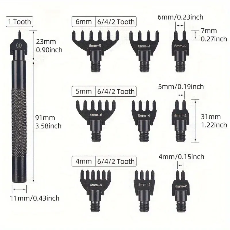 Lederstecher Diamant-Stecher 4 bis 6 mm 1 bis 6 Zinken