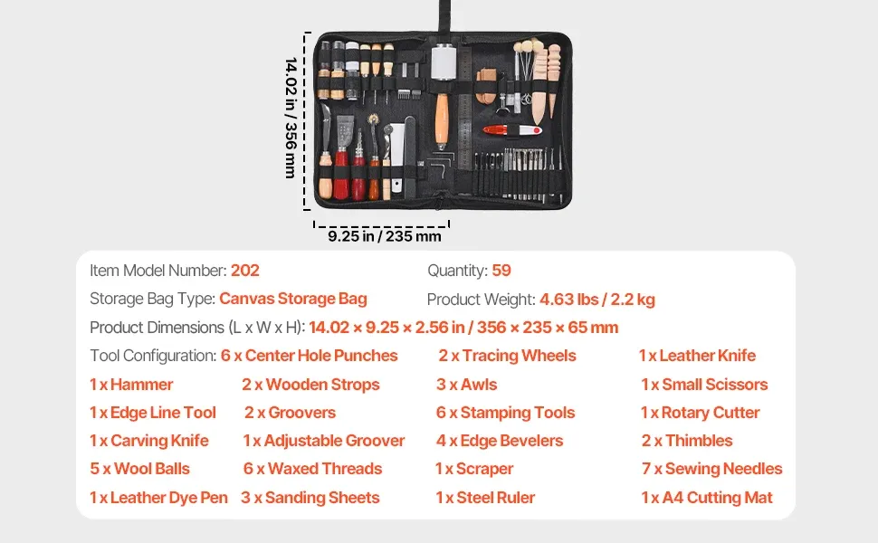 Lederwerkzeug Set 38 bis 92 Teile