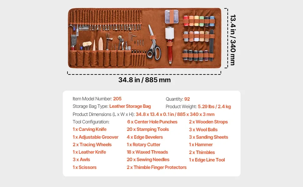 Lederwerkzeug Set 38 bis 92 Teile