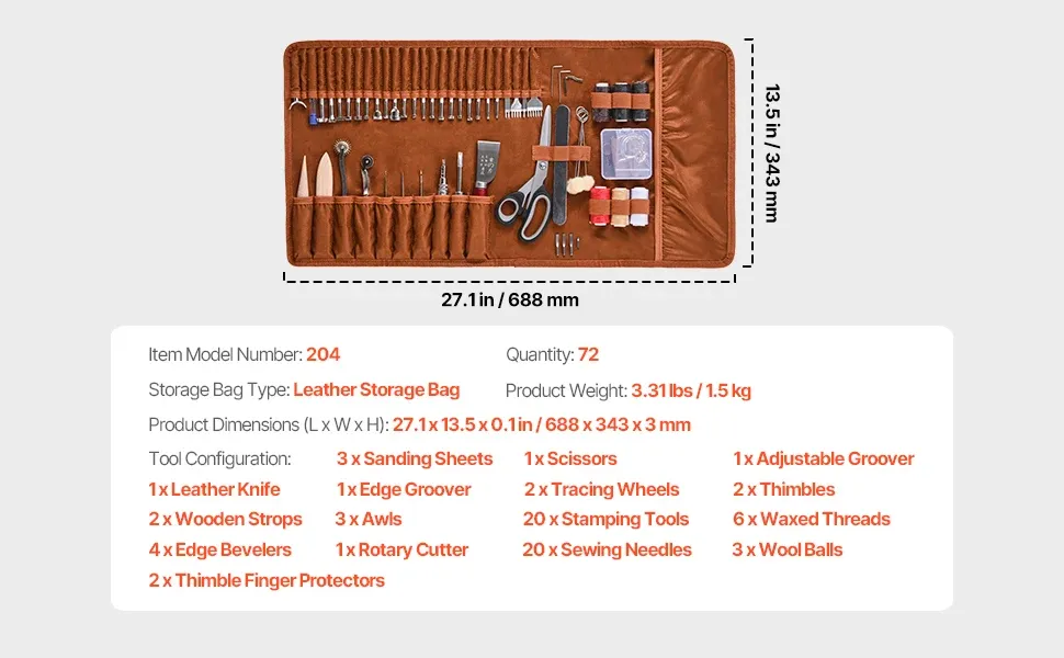 Lederwerkzeug Set 38 bis 92 Teile