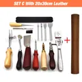 Lederwerkzeug Set Saddle Groover Stitching Schlag – Farbe SET C With Leather